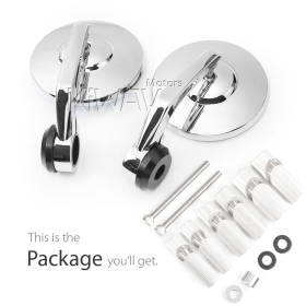 Bob chrome heavy weight bar end mirrors compatible with Harley Sportster Dyna Softail XG street