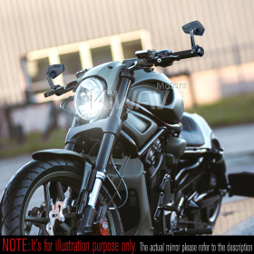Blade black heavy weight bar end mirrors compatible with Harley Sportster Dyna Softail XG street