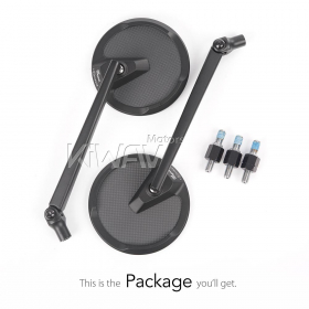Mamba round matte carbon mirrors for 8mm scooters and motorcycles