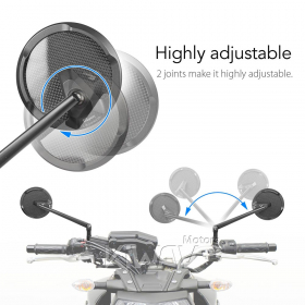 Mamba round glossy carbon mirrors for 8mm scooters and motorcycles