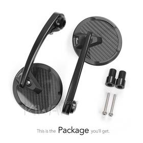 Mamba round glossy carbon bar end mirrors compatible with Yamaha M16 threaded handlebars