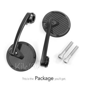 Mamba round glossy carbon bar end mirrors compatible with BMW