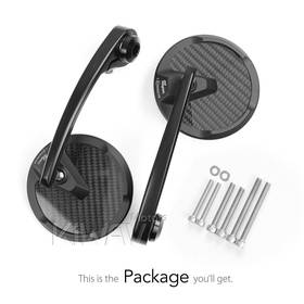 Mamba round glossy carbon bar end mirrors compatible with Triumph air-cooled motorcycles