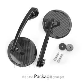 Mamba round glossy carbon bar end mirrors compatible with Moto Guzzi