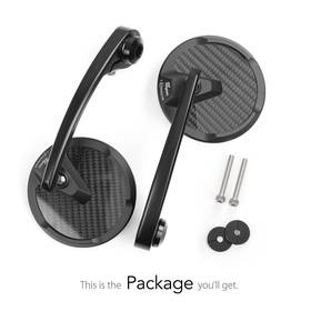 Mamba round glossy carbon bar end mirrors compatible with Royal Enfield Interceptor 650