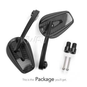 Mamba glossy carbon bar end mirrors compatible with Yamaha M16 threaded handlebars