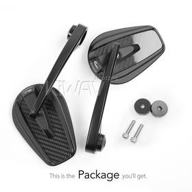 Mamba glossy carbon bar end mirrors compatible with Moto Guzzi