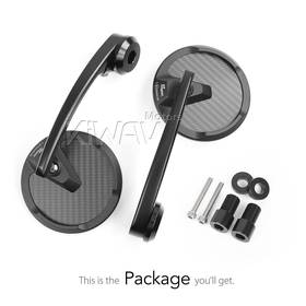 Mamba round matte carbon heavy weight bar end mirrorscompatible with Yamaha M16 threaded handlebar