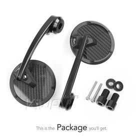 Mamba round glossy carbon heavy weight bar end mirrors compatible with Yamaha M16 threaded handlebar