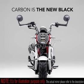 Mamba round glossy carbon heavy weight bar end mirrors compatible with Honda specific mini motorcycles