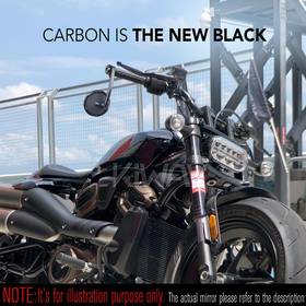 Mamba round matte carbon heavy weight bar end mirrors  compatible with Harley Davidson Sportster S Nightster 2021-