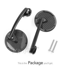 Mamba round glossy carbon heavy weight bar end mirrors for M6 threaded handlebars
