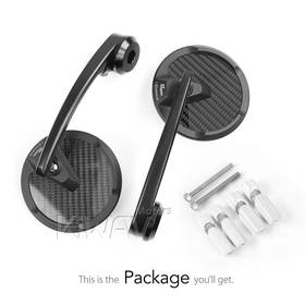 Mamba round glossy carbon heavy weight bar end mirrors for 7/8 Inch hollow end handlebars