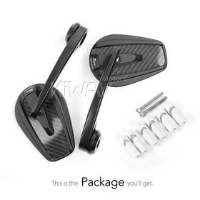 Mamba glossy carbon bar end mirrors heavy weight for 7/8, 1, 1-1/4 Inch hollow end handlebars