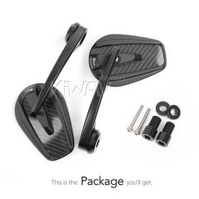 Mamba glossy carbon bar end mirrors heavy weight compatible with Yamaha M16 threaded handlebar