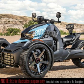 Retro black round bar end mirrors with heavy weight compatible with Can-Am Ryker 600/900 2019~