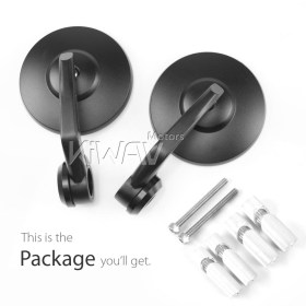 Bob black round bar end mirrors with heavy weight compatible with Can-Am Ryker 600/900 2019~