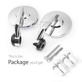 Bob chrome round bar end mirrors with heavy weight compatible with Can-Am Ryker 600/900 2019~