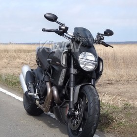 バイクミラー　オーバル　黒　スロット付き柄　M10 1.5ピッチ　BMWに適用