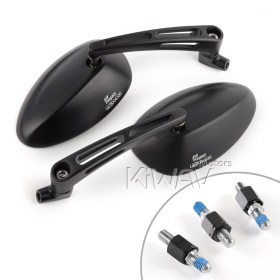 Oval black mirrors for 8mm scooters and motorcycles