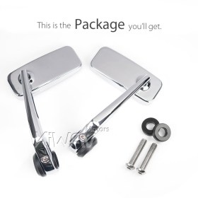 Classic chrome bar end mirrors compatible with BMW M8 threaded handlebar