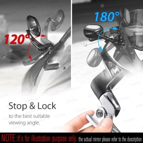 Oval black fairing mount mirrors w/ chrome adapter