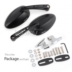 Oval black fairing mount mirrors w/ chrome adapter