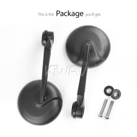 Retro black round bar end mirrors compatible with BMW M8 threaded handlebar