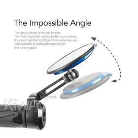 Aura blue bar end mirrors compatible with BMW M8 threaded handlebar