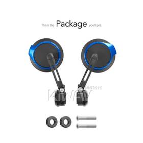 Aura blue bar end mirrors compatible with BMW M8 threaded handlebar