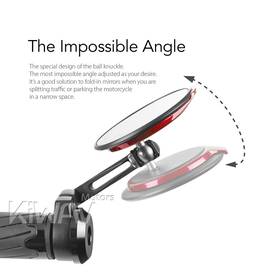 Aura red bar end mirrors compatible with BMW M8 threaded handlebar