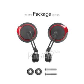 Aura red bar end mirrors compatible with BMW M8 threaded handlebar