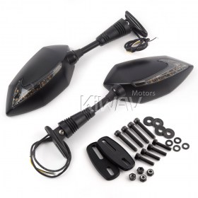 Lucifer black LED fairing mount mirrors with sequential effect for Sportsbike