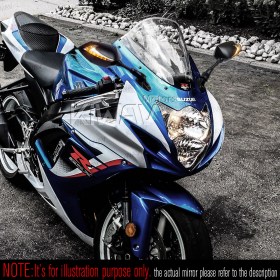 Lucifer black LED fairing mount mirrors with sequential effect for Sportsbike