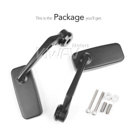 Classic black heavy weight bar end mirrors compatible with BMW M8 threaded handlebar
