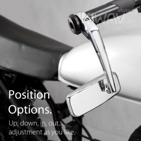 Classic chrome heavy weight bar end mirrors compatible with BMW M8 threaded handlebar