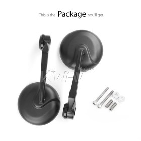 Retro black round heavy weight bar end mirrors compatible with BMW M8 threaded handlebar
