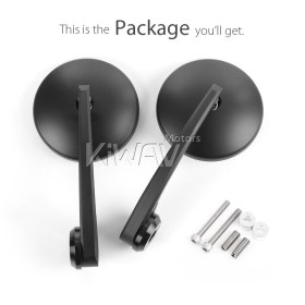 Eclipse black round heavy weight bar end mirrors compatible with BMW M8 threaded handlebar