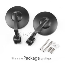 Bob black round heavy weight bar end mirrors compatible with BMW M8 threaded handlebar