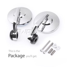 Bob chrome round heavy weight bar end mirrors compatible with BMW M8 threaded handlebar