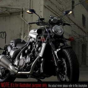 二色LED付きバイクミラー　ルシファーII　黒　流れるタイプ　M10逆ネジ　ヤマハ、ドゥカティに適用
