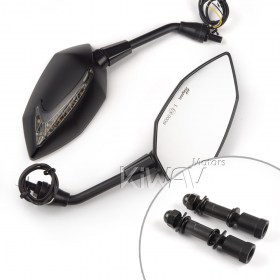 Lucifer black LED mirrors neat stem with sequential effect compatible with Harley Davidson