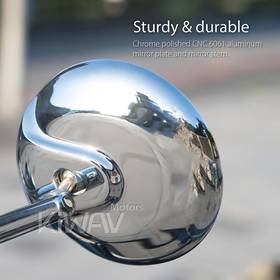 Retro chrome mirrors compatible with M10 Metric Bike & Harley Davidson