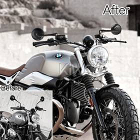 バイクミラー　レトロ　黒　M10 1.5ピッチ　BMWに適用