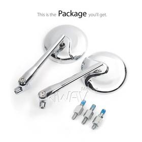 Retro chrome mirrors for 8mm scooters and motorcycles