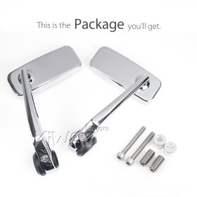 Classic chrome heavy weight bar end mirrors compatible with BMW M10 threaded handlebar