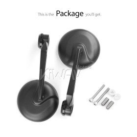 Retro black round heavy weight bar end mirrors compatible with BMW M10 threaded handlebar