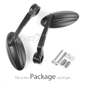 Ultra black heavy weight bar end mirrors compatible with BMW M10 threaded handlebar