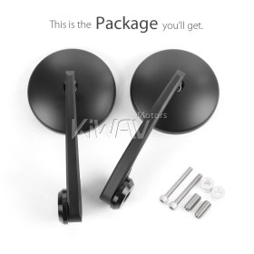 Eclipse black round heavy weight bar end mirrors compatible with BMW M10 threaded handlebar
