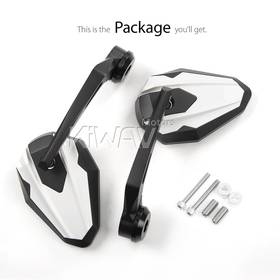 4Rizz white heavy weight bar end mirrors compatible with BMW M10 threaded handlebar